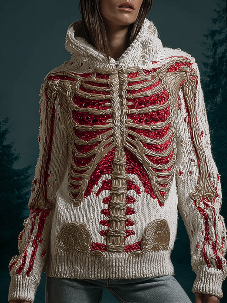 Comstylish Halloween Bloody Anatomy Art Hooded Sweater