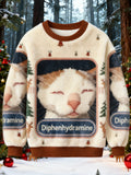 Comstylish Drowsy Cat Meme Christmas Ugly Sweatshirt