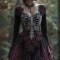 Comstylish Women's Halloween Skull Rose Dress