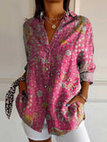 Women's Ethnic Pattern Art Print Casual Cotton Shirt