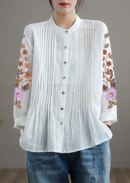 Organic White Linen Shirt Tunics Ramie Blouse