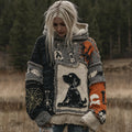 Dog Spiderweb Patchwork Stitched Cozy Knit Hoodie elevenforest