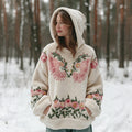 Comstylish Women's Wings And Floral Pattern Winter Comfortable Plush Hoodie