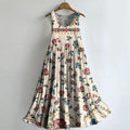 Women's Vintage Floral Embellished Pattern Art Print Round Neck Sleeve