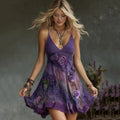 Vintage Embroidered Floral Plaid Patchwork Belt Mini Dress artswardrobe