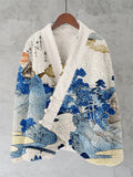 Comstylish An Evening View Of Fuji Art Fleece Kimono Cardigan