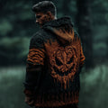 Men's Halloween Pumpkin Face Jacquard Knit Zipper Hooded Sweater  Cardigan elevenforest