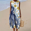 Comstylish Women's Vintage Octopus And Floral Print Cotton Casual Dress