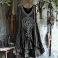 Tribal Tree Of Life Lace Patchwork Art Linen Tank Dress artswardrobe