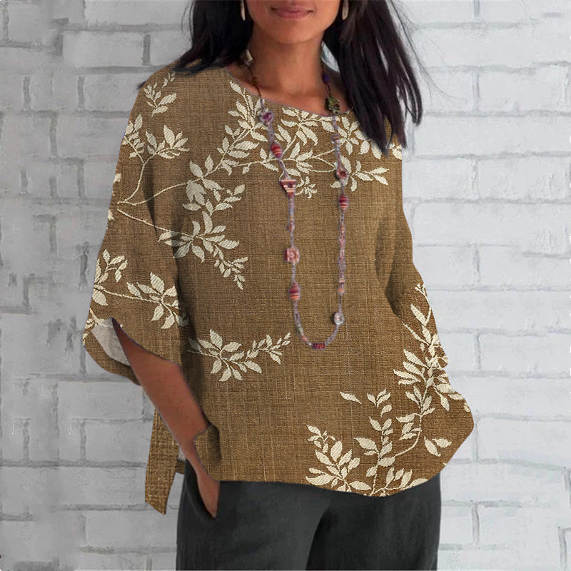 Comstylish Floral Print Crew Neck Casual T-Shirt