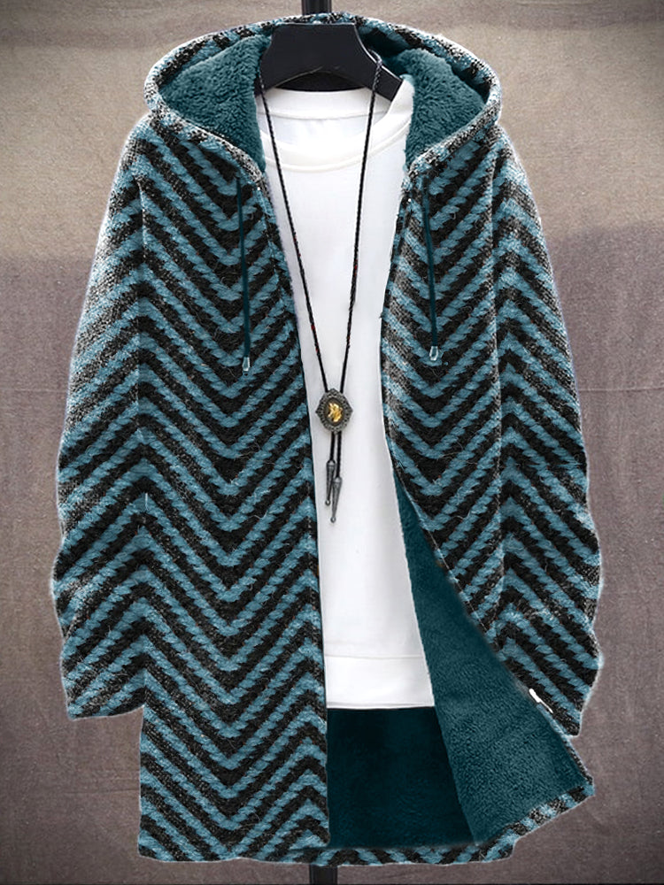Men's Vintage Pattern Cozy Hooded Cardigan artswardrobe