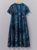 Japanese Traditional Sashiko Patchwork Art Pattern Painting V-Neck Dre
