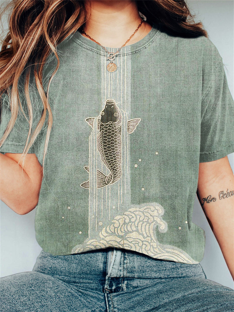 Comstylish Upstream Carp Japanese Art Comfy T Shirt