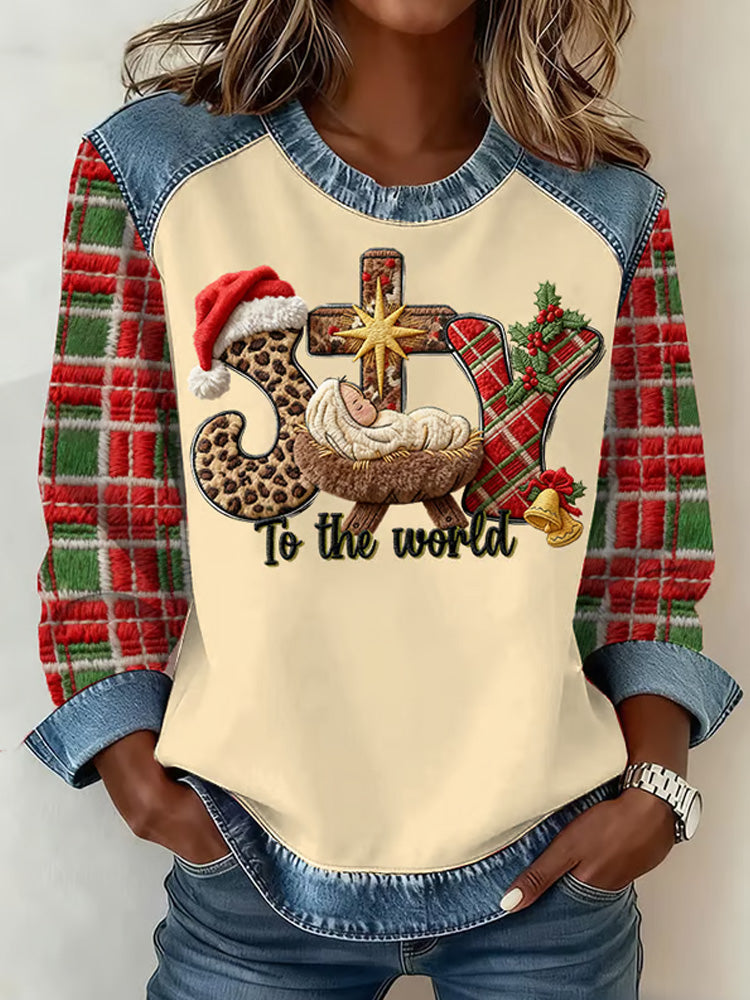 Comstylish Women's Joy To The World Printed Sweatshirt