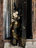 Comstylish Japanese Cherry Blossoms Art Linen Blend Jumpsuit
