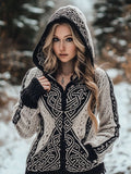 Women's Vintage Viking Inspired Celtic Knot Knit Hooded Cardigan elevenforest