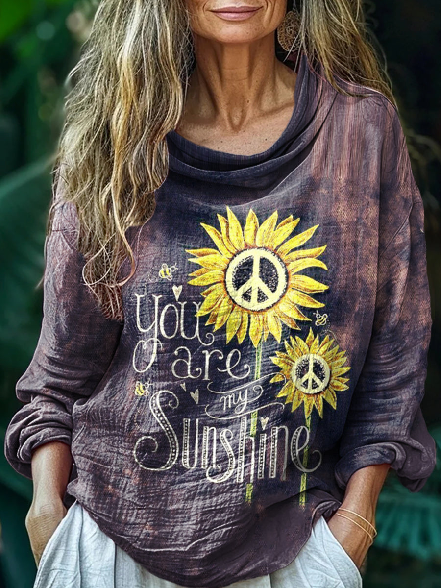 Women's Hippie Art Painting Print Loose Long Sleeve