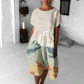 Comstylish Vintage Japanese Art Flowy Midi Dress