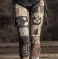 Halloween Funny Pumpkin Element Women's Knitted Tight-fitting Leggings elevenforest