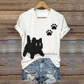 Lovely Black Cat Paw Prints Pixel Art T Shirt