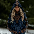 Comstylish Women's Viking Celtic Knot Art Plush Warm Flannel Hoodie