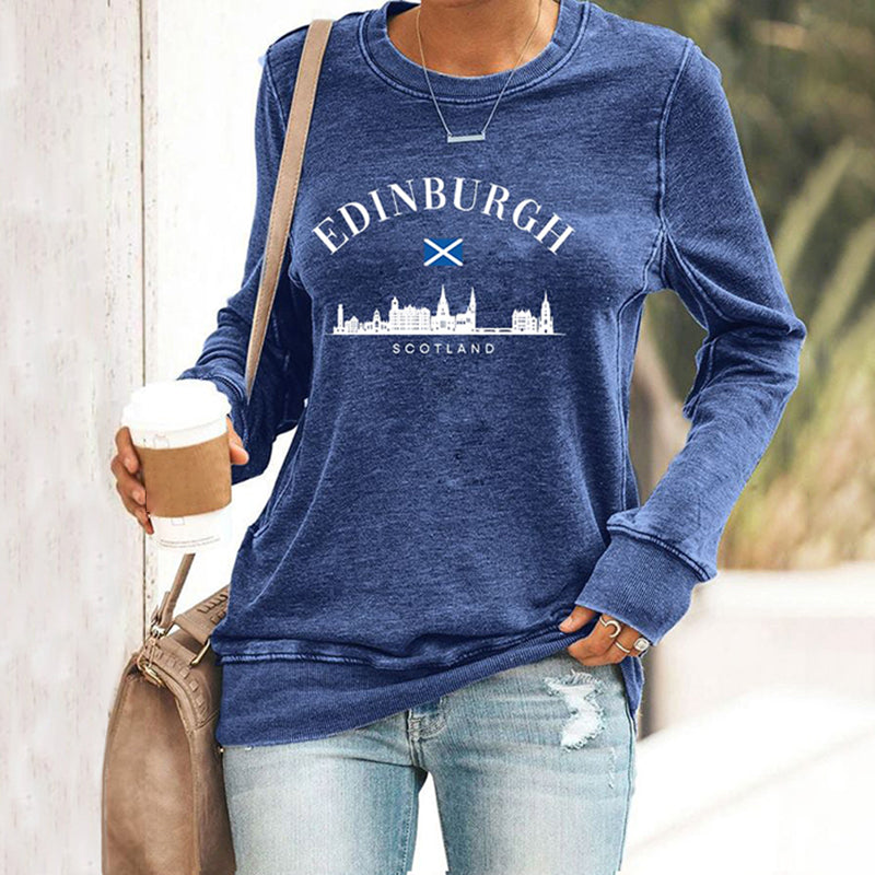 Comstylish Women's Scotland Travel Printed Casual Sweatshirt
