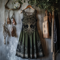 Vintage Tribal Celtic Knot Life Of Tree Lace Patchwork Art Linen Tank Dress artswardrobe