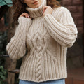 Women's Aran Chunky Cable Turtleneck Sweater elevenforest