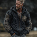 Vintage Viking VegvÍsir Celtic Knot Full Zip Comfy Knit Hoodie elevenforest