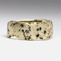 Vintage Golden Forged Blue Inlaid Crystal Ring