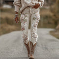 Women's Vintage Rose Floral Embroidery Art Jeans artswardrobe