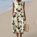 Women's Cute Pug Dog Art Print Dress artswardrobe