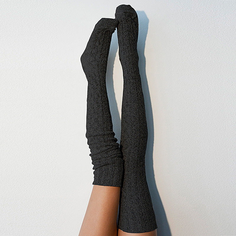 Solid Color Long Tube Knitted Over The Knee Socks elevenforest