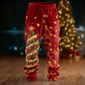 Comstylish Christmas Retro Lights Design Men's Flannel Long Pants