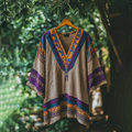 Women's Vintage Floral Embroidered V-neck Linen Blend T-shirt artswardrobe