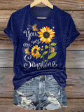Hippie You Are My Sunshine Art Print Casaul Short Sleeve T-shirt
