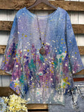 Women's Flower Print Short Sleeve Top artswardrobe