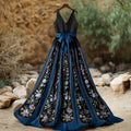 Women's Vintage Floral Pattern Cotton And Linen Sleeveless Dress artswardrobe
