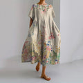 Comstylish Vintage Botanical Floral Print Casual Loose Dress