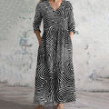Vintage  Illusion Art Pattern Women's Linen Dress artswardrobe