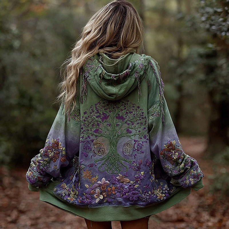 Women's Viking Tree Of Life Cozy Warm Zip-up Cardigan artswardrobe
