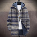 Men's Vintage Tribal Iceland Knitted Art Cozy Plush Hooded Coat elevenforest
