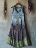 Vintage Viking Tribal Celtic Knot Life Of Tree Lace Patchwork Art Linen Tank Dress artswardrobe