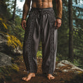 Vintage Tribal Viking Celtic Embroidery Art Linen Long Loose Wide-leg Pants artswardrobe