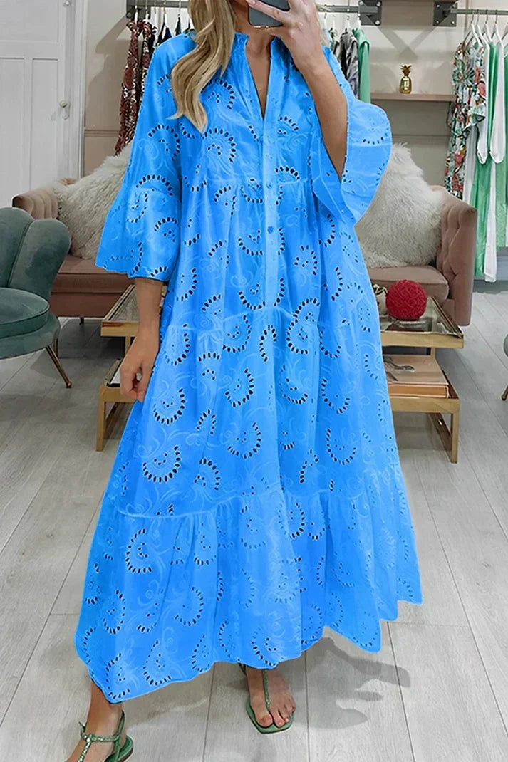 KS | Elegant dress with embroidered eyelets