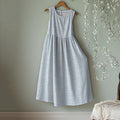 Vintage Stripe Art Linen Tank Midi Dress artswardrobe