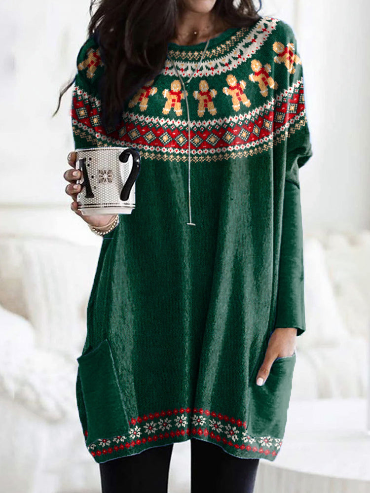 Christmas Gingerbread Pattern Cozy Long T-Shirt artswardrobe