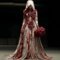 Comstylish Women's Vintage Halloween Style Rose Gradient Long Sleeve Maxi Dress
