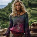 Women's Viking Tree Of Life Retro Long-sleeve Top artswardrobe