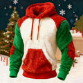 Comstylish Men's Christmas Color Blocked Casual Plush Warm Hoodie